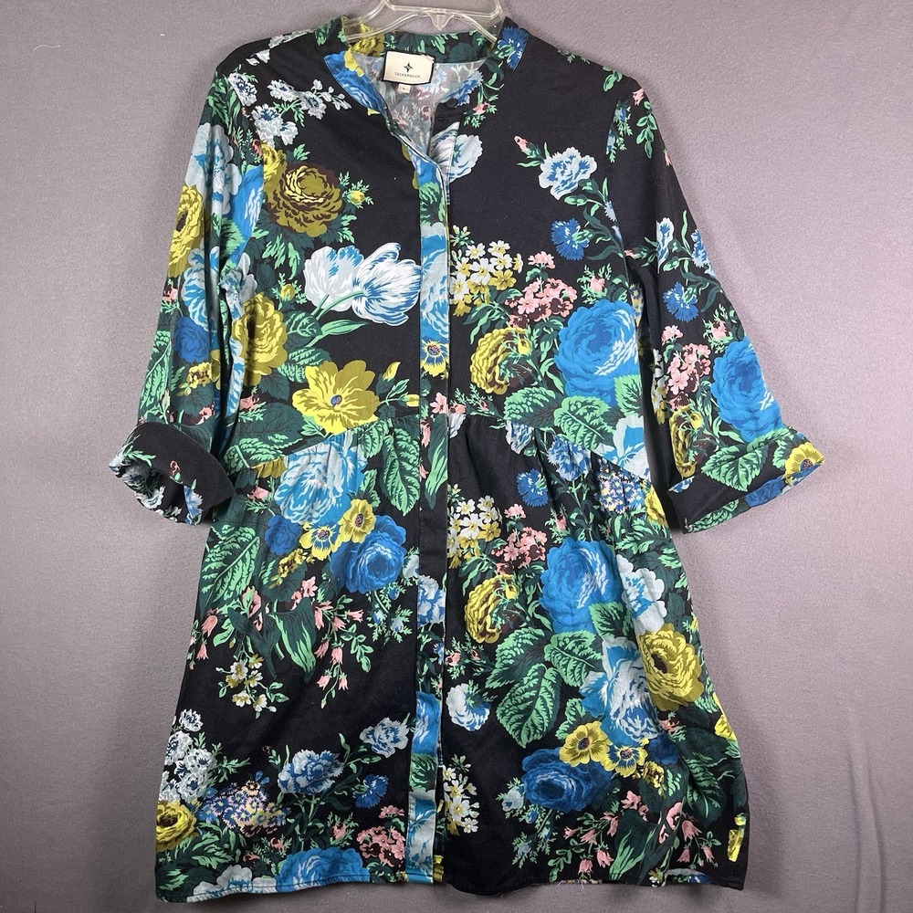 Tuckernuck Women's Verdant Floral Royal Shirt Dress Size Large